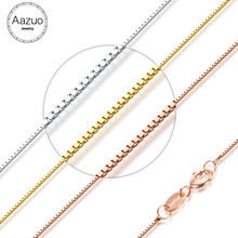 Aazuo 100% Real 18K Gold Box Chain Necklace Rose Gold White Gold Yellow Gold 0.90g(40cm) 1.10g(45cm) Au750 2024 - buy cheap