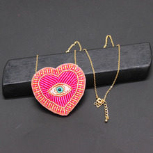 Luxury street dance party exaggerated necklace New Bohemian Rhinestone Rice Beads Heart Eye Necklace 758 2024 - buy cheap