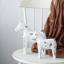 SWEETGO Horse Ornament  wood vintage white style handmade animal craft horse  cake table decoration 2024 - buy cheap