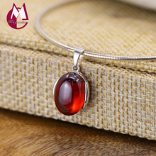 Simple Red Garnet Pendant 100% 925 Sterling Silver Necklace Women Jewelry Natural Stones Pendant Necklace Female SP16 2024 - buy cheap