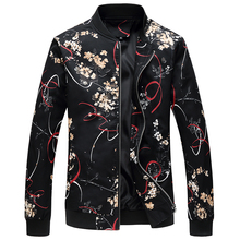 YuWaiJiaRen Oversize 6XL Spring Autumn Jacket Men Fashion Casual Zipper Flowers Print Windbreaker Flroal Coats for Men 2024 - buy cheap