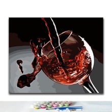 Pintura artesanal por números de vino tinto, pinturas por números con kits de 40x50 enmarcado 2024 - compra barato