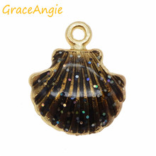 Graceange-abalorios coloridos de aleación de Zinc en forma de concha de mar, colgantes de Base de oro, collar, pulsera, accesorios de joyería, 32 Uds. 2024 - compra barato