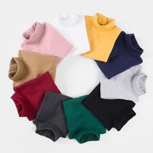 2020 Spring New Girls Turtleneck Tops Kids T-shirt For Winter Cotton Bottoming Basic T-shirts  For 4 6 8 10 12 13 14 Years 2024 - buy cheap