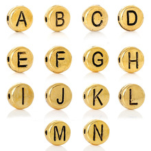 DoreenBeads Letter A/I/N Spacer Beads Flat Round gold color tone Alphabet/Letter About 7mm(2/8") Dia,Hole:Approx 1.2mm,100 PCs 2024 - buy cheap