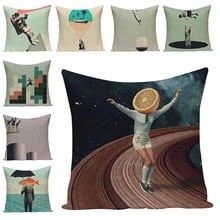 Creativity Humanity Art Printed Pillowcases Fashion Cushion Cover Decorative Pillow Cover For Sofa Chair Cushion Pouf Home Decor 2024 - buy cheap