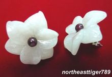 Hot sale Free Shipping>>>>>Natural White stone Flower 18KWGP Stud Earrings 2024 - buy cheap