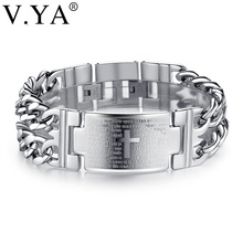 V. ya pulseira de aço inoxidável, bracelete grande, moda masculina, gravado, com nome, pulseira de identificação, joalheiro, charmoso para presente 2024 - compre barato