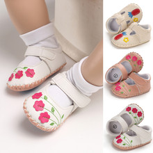 Обувь для новорожденных девочек с мягкой подошвой, аппликацией и вышивкой, обувь принцессы для маленьких девочек, детская обувь, Прямая поставка 2024 - купить недорого