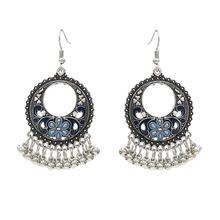 Turkish Beads Tassel Indian Jhumka Earrings For Women Ethnic Vintage Silver Color Alloy Bollywood Oxidized Bells Dangle Earrings 2024 - buy cheap