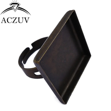 Aczuv-Anillos blancos ajustables de bronce antiguo, 100 Uds., configuración de cabujón cuadrado de 25mm, anillo de bisel, Base de anillo, bandeja, accesorios SRS002 2024 - compra barato