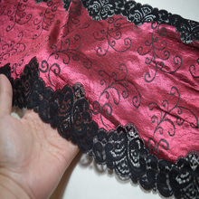 1y 23CM  black edge shiny red Elastic Lace Fabric,Sewing Trim Wedding Lace,DIY Garment Accessories17112520 2024 - buy cheap