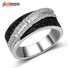 Hainon Women Black Zirconia Wedding Ring Lady Jewelry Fashion Luxury Engagement Rings US 6 7 8 9 Czech Zircon Ring 2024 - buy cheap