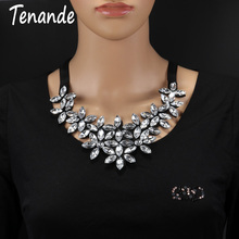 Tenande New Trendy Black Ribbon Collar Chain Choker Necklaces Natural Stones Flower Pendant & Necklaces for Women Party Jewelry 2024 - buy cheap