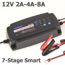 Интеллектуальное зарядное устройство FOXSUR 12 В, 2 А, 4 а, 8 А, 7-ступенчатое, гелевое, влажное, AGM, Тип аккумулятора и ток зарядки на выбор, автомобильное зарядное устройство 2024 - купить недорого