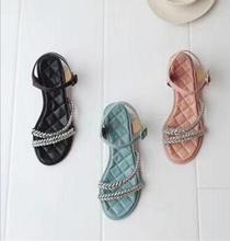 Новое поступление, кожаные женские удобные сандалии карамельных цветов на низком массивном каблуке, женские сандалии с ремешком и пряжкой на массивном каблуке 2024 - купить недорого