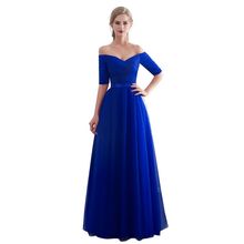 Beauty Emily Royal Blue Tulle Bridesmaid Dresses 2020 Long A-line V-Neck Formal Wedding Party Gowns Party Formal Prom Dresses 2024 - buy cheap