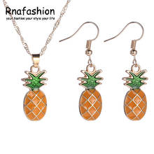 RNAFASHION New Fashion Choker Fruit Pineapple Necklace Pendants Dangle Earring Jewelry Sets Yellow Gold Color For Women Girls 2024 - buy cheap