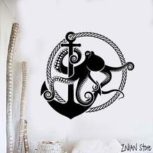 Anchor With Octopus Wall Decals Nautical Style Wall Sticker Marine Art Mural For Bedroom Home Decoration Wallpaper H070 2024 - buy cheap