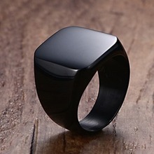 High Quality Trendy Jewelry 316L Stainless Steel Black Color Square Rings Mens Unisexs Biker Rings Size 7-12 Christmas Gift Hot 2024 - buy cheap