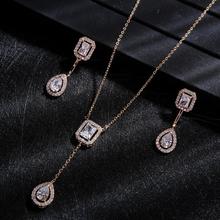 Trendy Wedding Necklace Earrings For Women Accessories Full Cubic Zirconia Bridal Jewelry Sets pendientes mujer moda D1308 2024 - buy cheap
