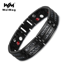 WelMag Black Bracelet Mens Titanium Carbon Fiber Double Row Health Care Elements Magnetic Bracelets & Bangles Dropship 2019 2024 - buy cheap