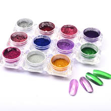 Wuf-pó com espelho e glitter para unhas, decorativo, pó metálico, 11 cores, 0.5g, uv, polimento, flocos de cromo, pigmento, pó, decoração 2024 - compre barato