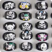 50pcs Mix Black Skull Skeleton Resin Lucite Rings Acrylic Party Rings Children Boy's Girls Kid Fashion Jewelry 2024 - buy cheap