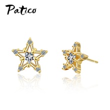 Fashion Women 925 Sterling Silver Geometric Metal Cubic Zircon Design Stud Earrings Korean Concise Ear Jewelry Easy Wear Brinco 2024 - buy cheap