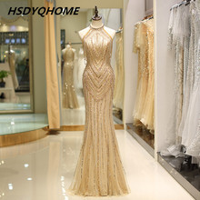 HSDYQHOME luxury Mermaid Beading Evening dresses Amazing Gold soft tulle Prom Party dress beaded long dress elegant 2024 - buy cheap