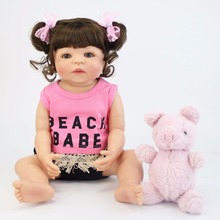 55cm Full Silicone Vinyl Reborn Baby Doll Toy Realistic Cute Newborn Princess Babies Girl Bonecas Bebe Alive Birthday Gift Toy 2024 - buy cheap