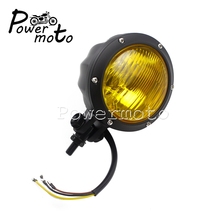 Faro negro de motocicleta Retro bala ámbar lente frontal faro Hi/Lo Luz de haz para Honda CG Cafe Racer Bobber Chopper personalizado 2024 - compra barato