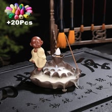 Hand Made The Monk Waterfall Incense Burner Purple Clay Ceramic Backflow Incense Stick Holder Creative Home Decoration 2024 - buy cheap