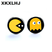 XKXLHJ 2018 New Fashion Pacman Cufflinks Pacman Cuff link Shirt Cufflinks For Mens Game Round Cuff Links 2024 - buy cheap