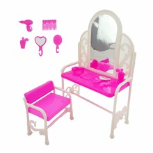 7 Pcs / Set Plastic Classical Dresser Table Chair House Bedroom Mirror Comb Furniture for Barbie Doll Accessories Toy Kids 2024 - buy cheap