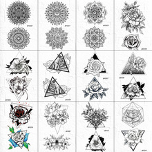 Tatuajes de flores de Mandala de Henna para mujeres, calcomanías geométricas sexys de loto, pegatinas de indios, triángulo Tribal, suministros de tatuajes 2024 - compra barato