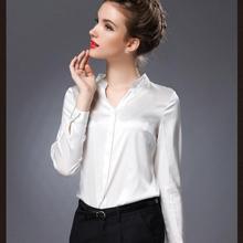 lady Spring Ol Women's Silk Shirt Heavy V-neck Stand Collar Long Sleeve 30% Sexy Blouse Tops Blouses Casual Summer Slim Shirts 2024 - buy cheap
