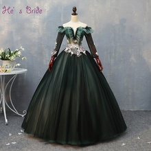 He's Bride-vestido de boda de lujo con cuello en V, con cordones en la espalda, largo hasta el suelo, color verde, personalizado, talla grande 2024 - compra barato