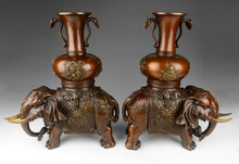China decoração de arte de cobre vermelho elefante garrafa vaso de escultura ruyi estátua par 2024 - compre barato