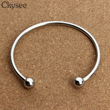 Ckysee 2018 New 2pcs/lot Stainless Steel Adjustable Cuff Bangle Silver Color 65mm Open Wire Bangles Women Base Setting 2024 - buy cheap