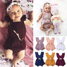 MUQGEW new year costumes for girl Newborn Infant Baby Girls Color Solid Ruffles Backcross Romper Bodysuit Outfits baju anak #y2 2024 - buy cheap