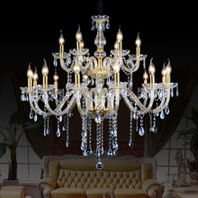 Lustre k9 de cristal dourado de luxo, 18 braços, 100%, iluminação grande, lustre moderno, sala de estar, frete grátis 2024 - compre barato