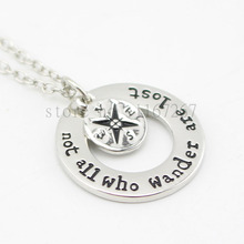 2015 Hot !Wanderlust handstampe Jewelry Travelers Necklace Wanderlust " Not All Who Wander Are Lost" Inspirational Jewelry 2024 - buy cheap