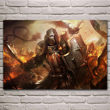 Dark knights warriors sword and fire battle fantasy fabric posters on the wall picture home art living room decoration KJ364 2024 - compre barato
