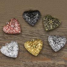 26MM*25MM 6 Colors Plated Brass Heart Shape Locket Pendants Photo Locket Pendants Jewelry Findings 10 PCS cy246 2024 - buy cheap