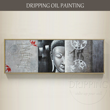 Pintura al óleo de Buda pintada a mano, Retrato moderno de alta calidad sobre lienzo, tamaño largo, figura de Buda gris, pintura al óleo 2024 - compra barato