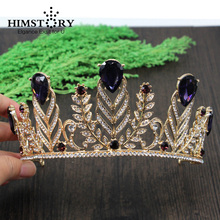HIMSTORY Oversize Gold Vintage European Crystal Olive Branch Vine Pageant Hair Crown Wedding Bridal Hair Accessories 2024 - buy cheap