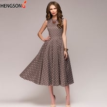 New Summer Women Long Maxi Dress Wave Point Polka Dot Dress Ladies Elegant Dresses Sleeveless Fit And Flare Dress Female Clothes 2024 - buy cheap