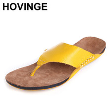 Hovinge sapatos mulher flip flops 100% autêntico couro dedo do pé aberto sandálias de praia slides mulher sapatos de verão senhoras calçados (3166-3) 2024 - compre barato
