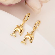 newest  high quality Solid Gold Jewelry Fashion cute smal Dolphin Earrings Gift for Girls Friend Kids Ladyearring party earring 2024 - buy cheap